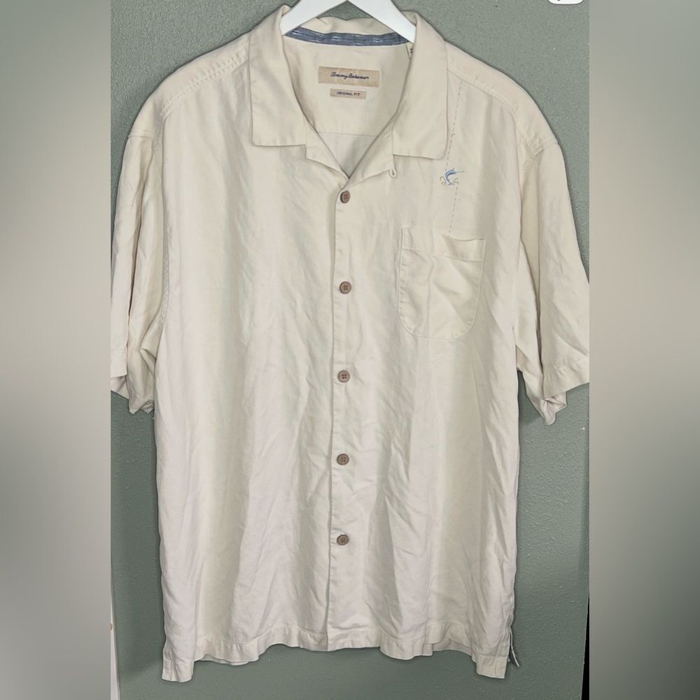 Tommy Bahama Cream Silk Shirt Men's Size XXL